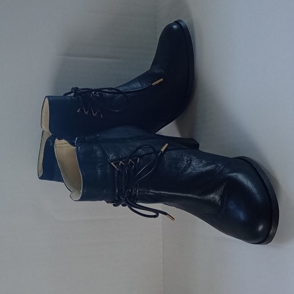 Size 39 8.5 U.S. M.Moustache (ODAJE) Black Leather Zip Up Booties Suede … - Picture 12 of 15